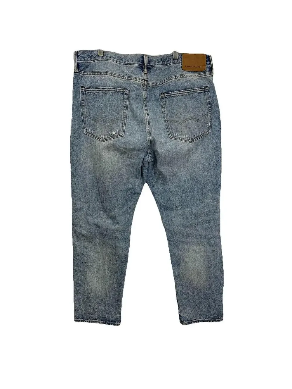 American Eagle Relaxed Slim Jeans Mens 36x30 Blue Distressed Ripped Straight Leg